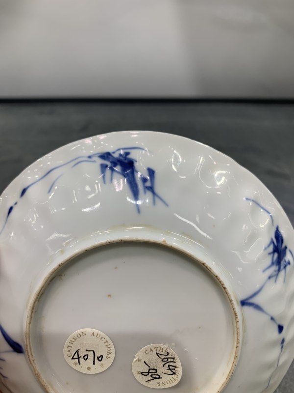 清康熙青花山水楼阁纹模印小盘 - 图8
