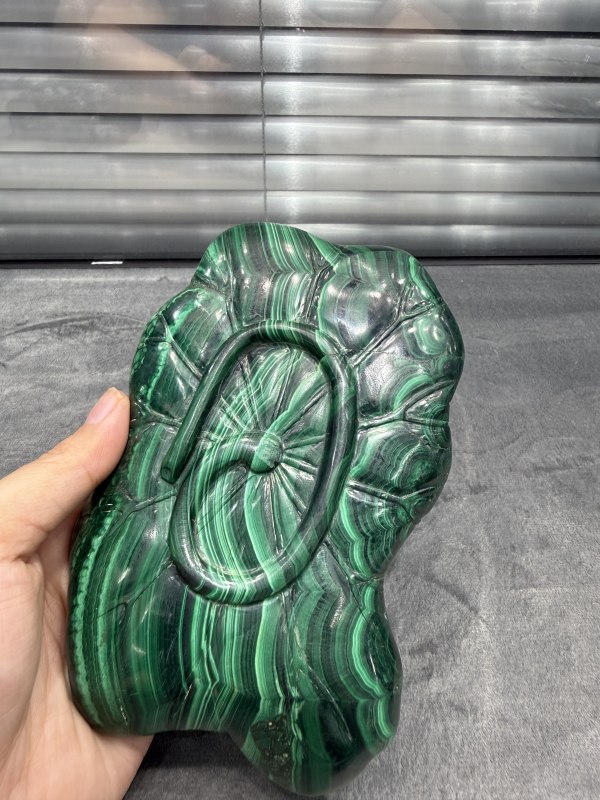 清晚期孔雀石荷叶形洗（带木座） - 图3