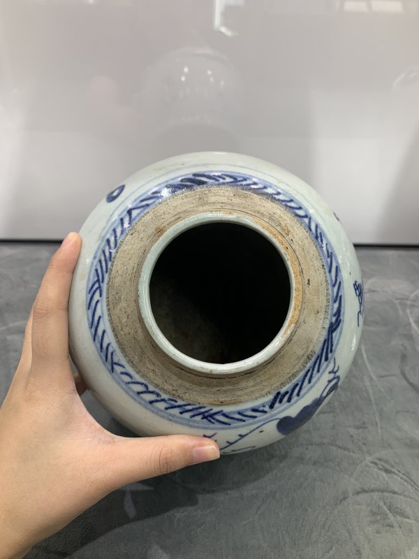 清中期青花山水楼阁纹罐 - 图7