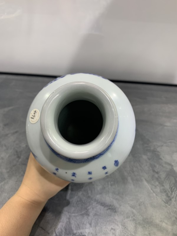 清康熙青花鹤鹿同春诗文梅瓶 - 图6