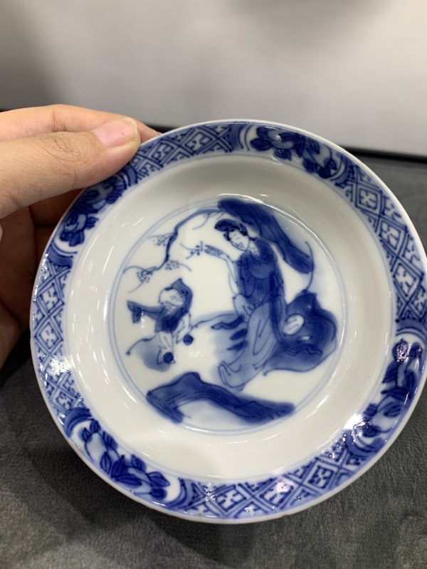 清康熙青花折桂图小盘 - 图5