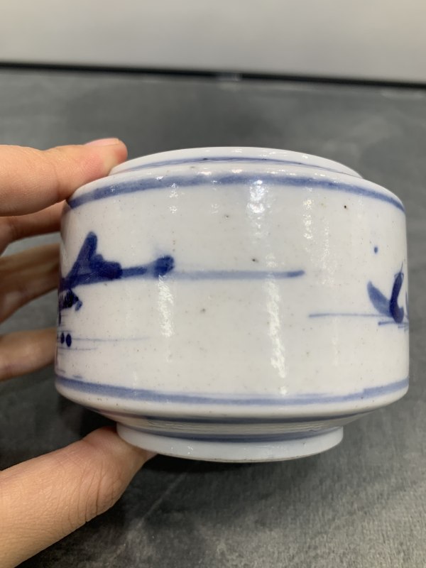 清乾隆青花山水楼阁纹水盂 - 图5
