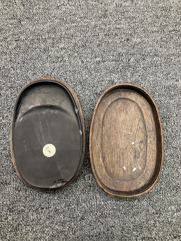 清早期端石随型砚台(带木盒) - 图2