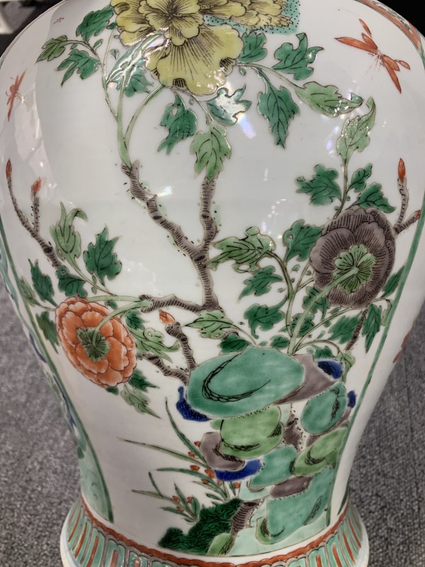 清康熙五彩花鸟纹将军罐 - 图12