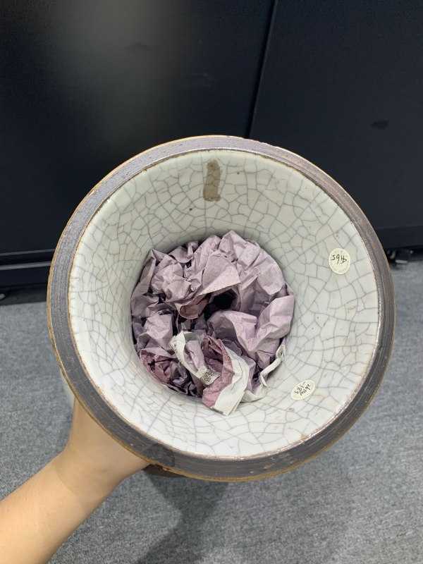 清咸丰哥釉铁骨泥描金赶珠龙纹梅花耳大瓶 - 图8