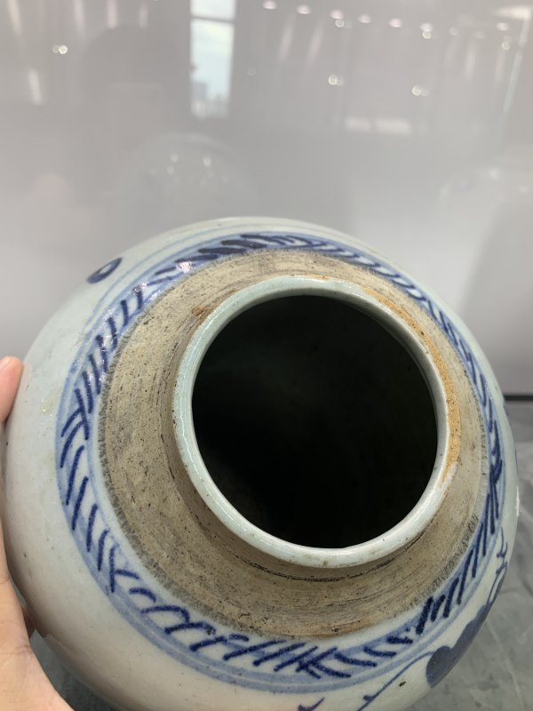 清中期青花山水楼阁纹罐 - 图8