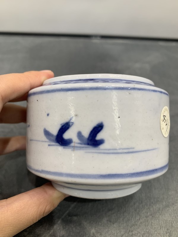 清乾隆青花山水楼阁纹水盂 - 图6