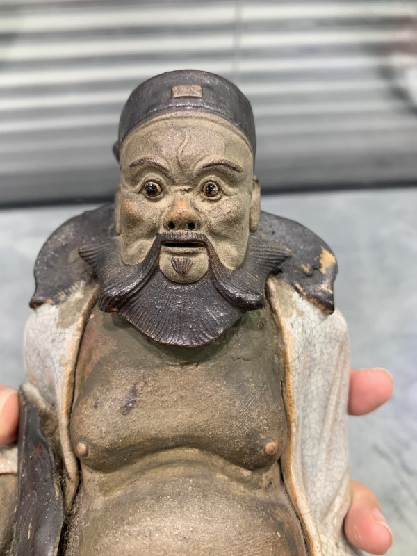 清晚期哥釉钟馗塑像 - 图7