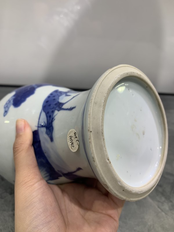 清康熙青花鹤鹿同春诗文梅瓶 - 图8