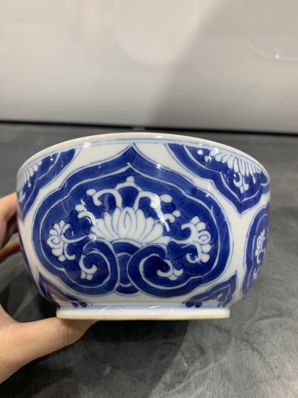 清康熙青花如意纹盖缸 - 图3