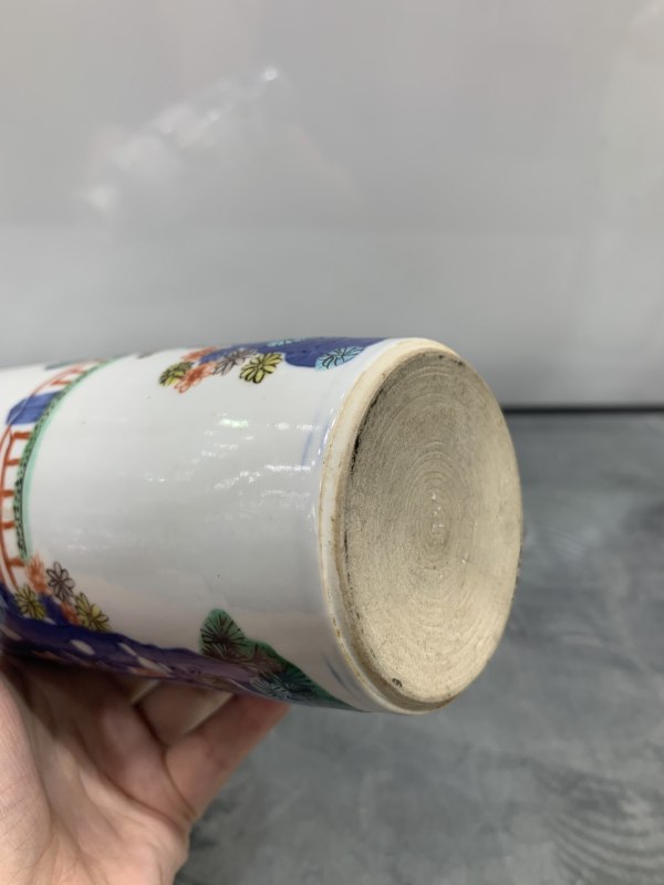 清晚期青花五彩洞石芭蕉麒麟引凤纹筒瓶 - 图8
