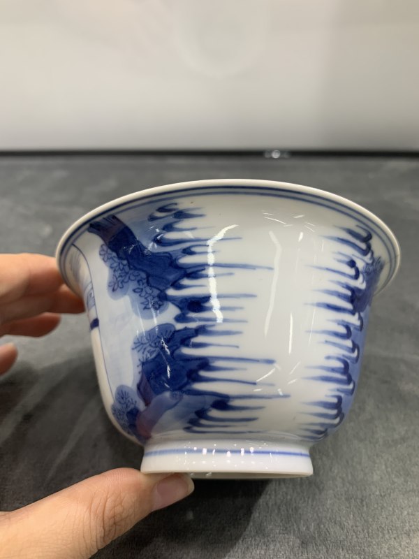 清康熙青花西厢记人物故事纹杯 - 图3