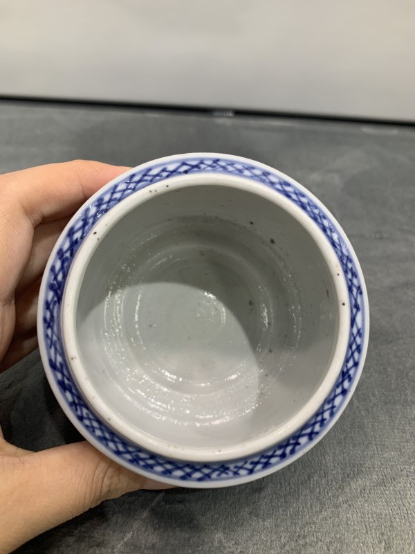 清乾隆青花山水楼阁纹水盂 - 图8