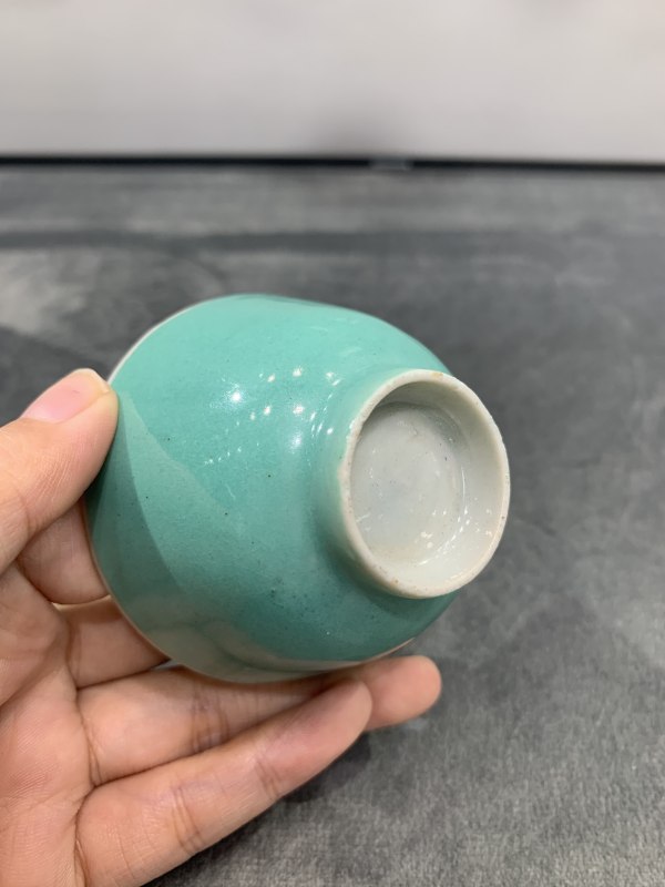 清晚期松石绿釉小杯 - 图7