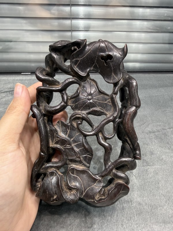 清晚期孔雀石荷叶形洗（带木座） - 图7