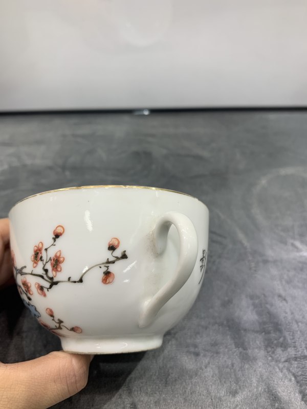 民国粉彩梅花纹把杯一组四件 - 图10