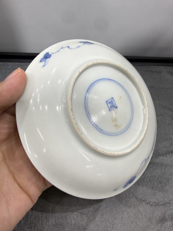 清康熙青花货郎图杯碟一套 - 图6