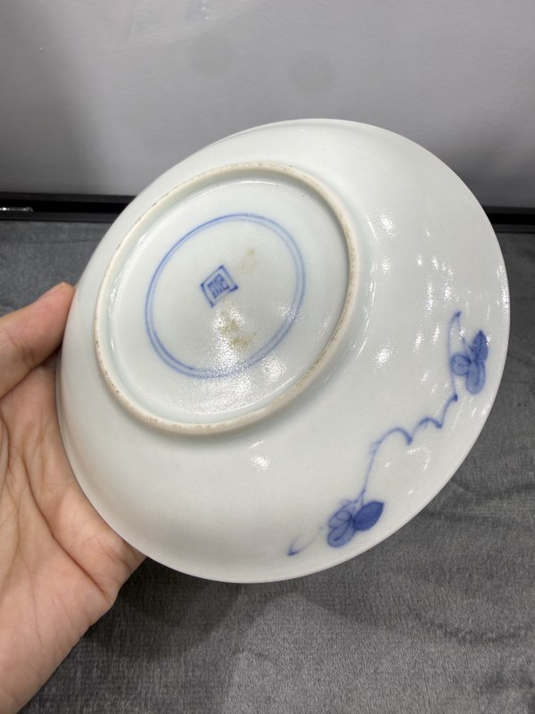 清康熙青花货郎图杯碟一套 - 图7