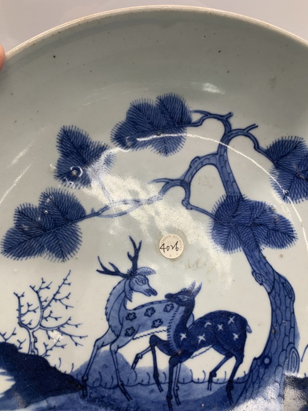 清乾隆青花松鹿灵芝纹大盘 - 图4