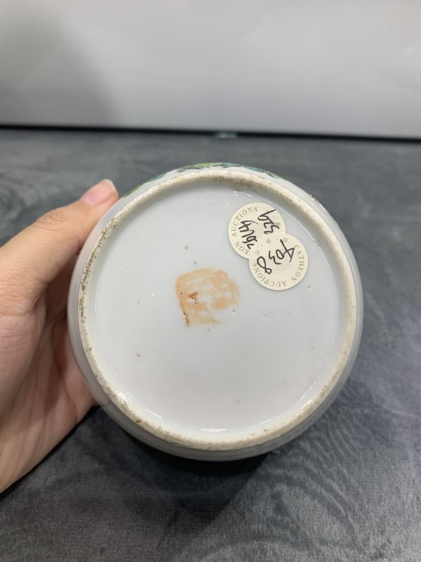 民国粉彩花鸟纹小盖缸 - 图8