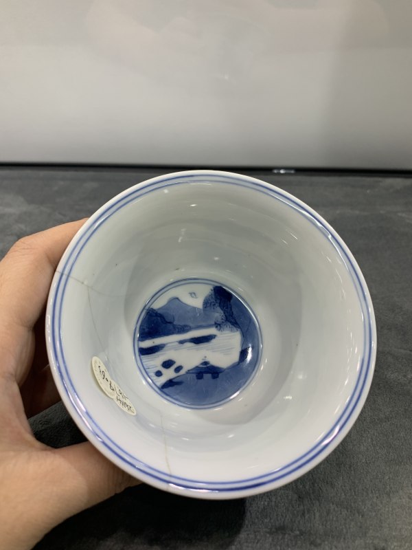 清康熙青花西厢记人物故事纹杯 - 图6