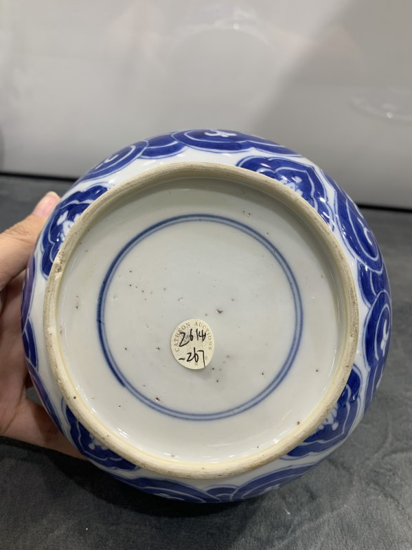 清康熙青花如意纹盖缸 - 图7