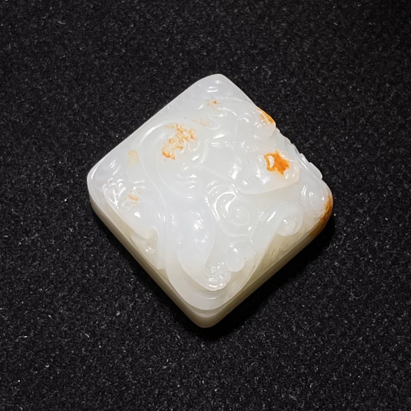 红皮洒金白玉螭龙四方闲章 - 图4