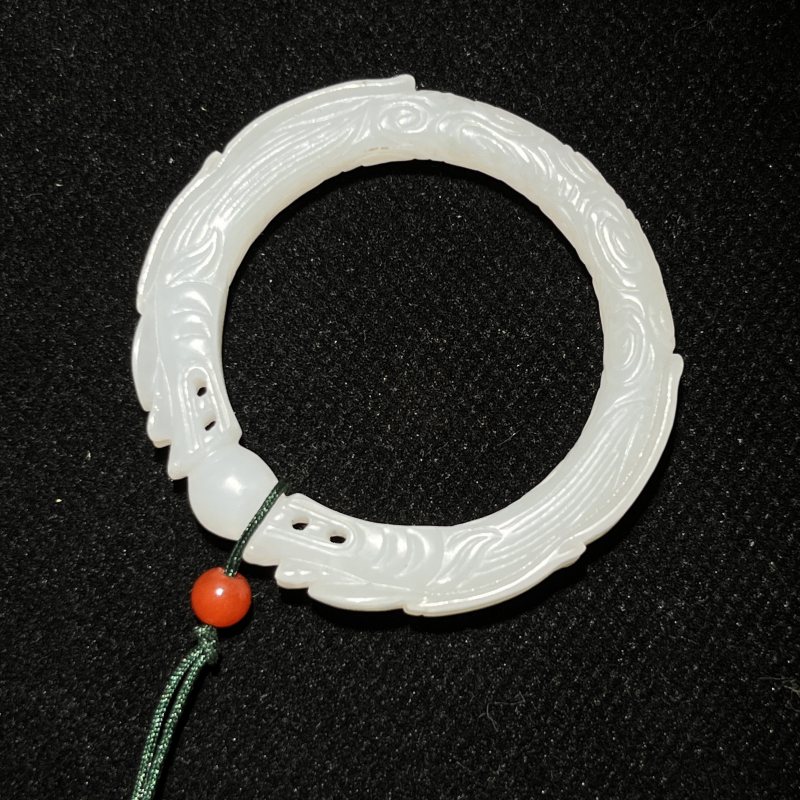 双龙戏珠白玉玉环 - 图5