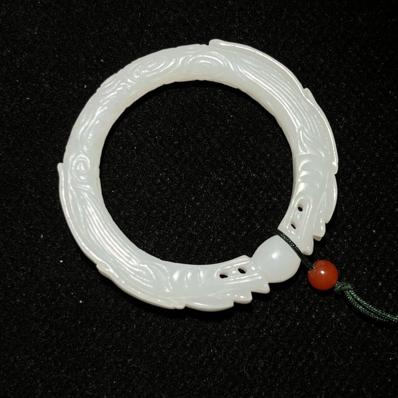 双龙戏珠白玉玉环 - 图6