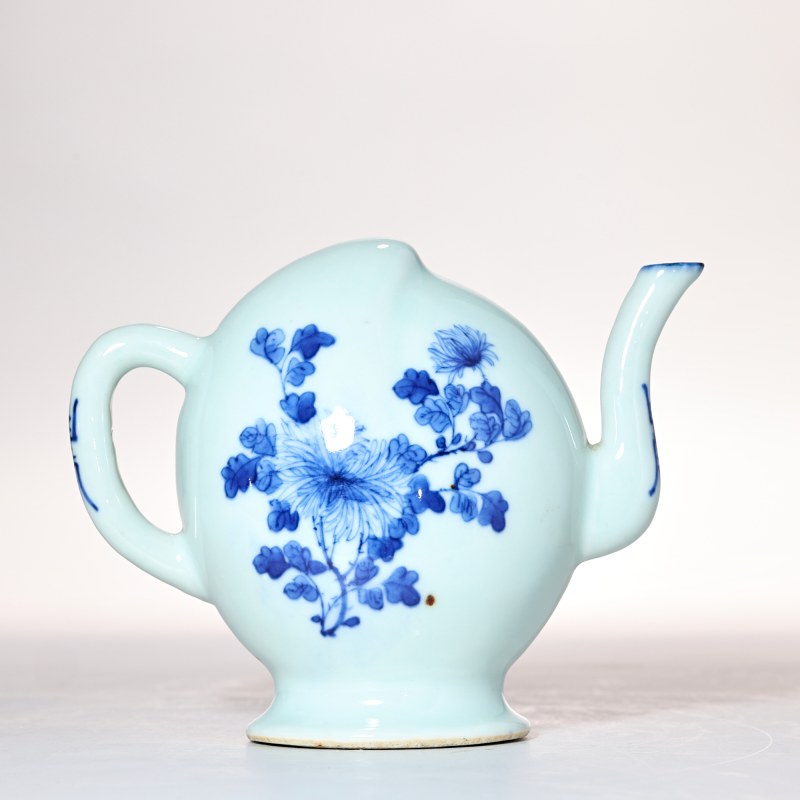 清晚期 青花花鸟纹倒流壶 - 图2