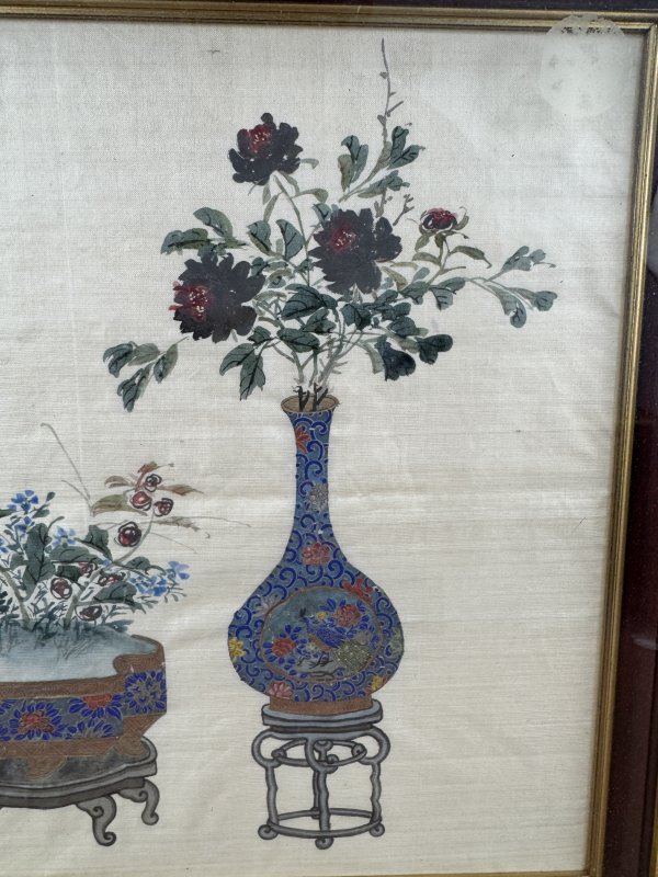 清 博古瓶花图两幅 - 图9