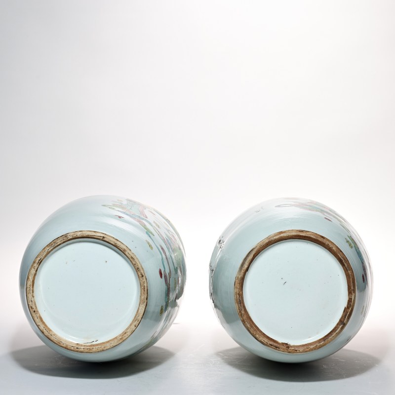 民国 粉彩人物故事纹瓶一对 - 图4