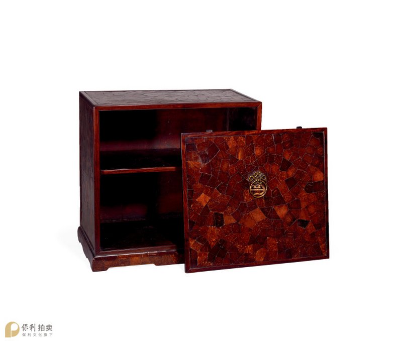 清早期 椰壳拼嵌冰梅纹文具箱