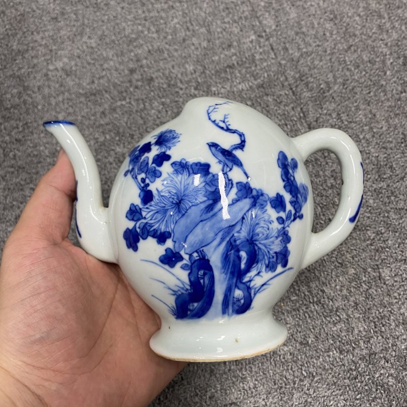 清晚期 青花花鸟纹倒流壶 - 图6