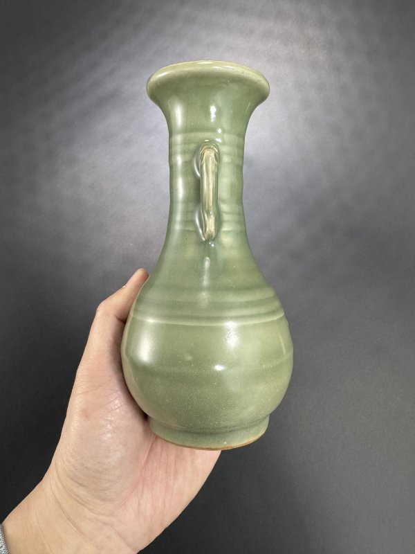 明 龙泉窑青釉双兽耳瓶共两件 - 图4