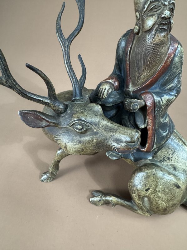 明 铜漆彩绘高士骑鹿香薰 - 图5