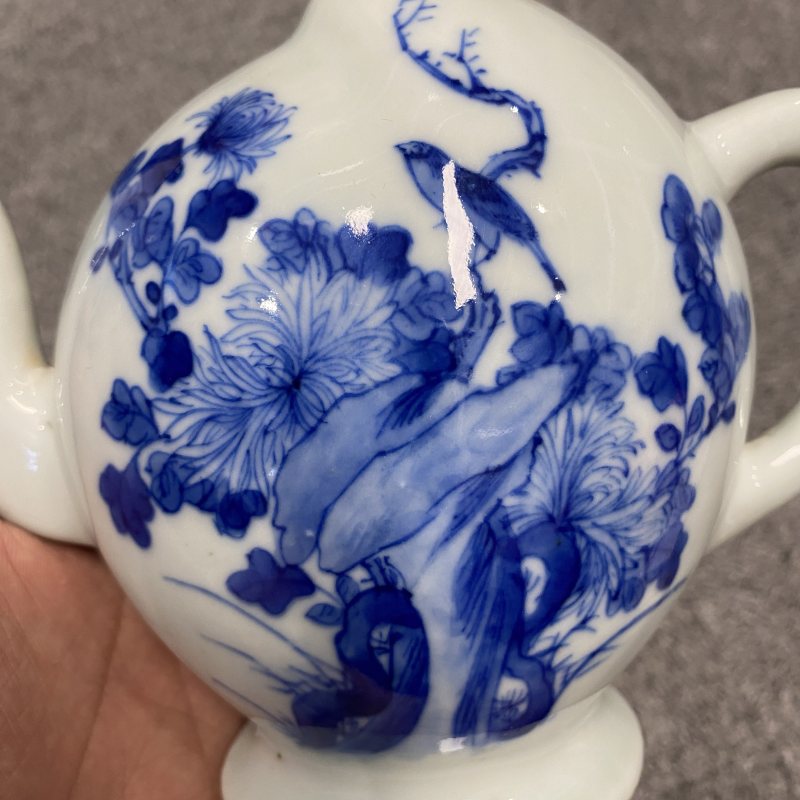 清晚期 青花花鸟纹倒流壶 - 图7
