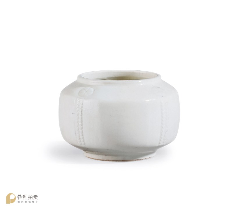 明 白釉绳纹水盂 - 图2