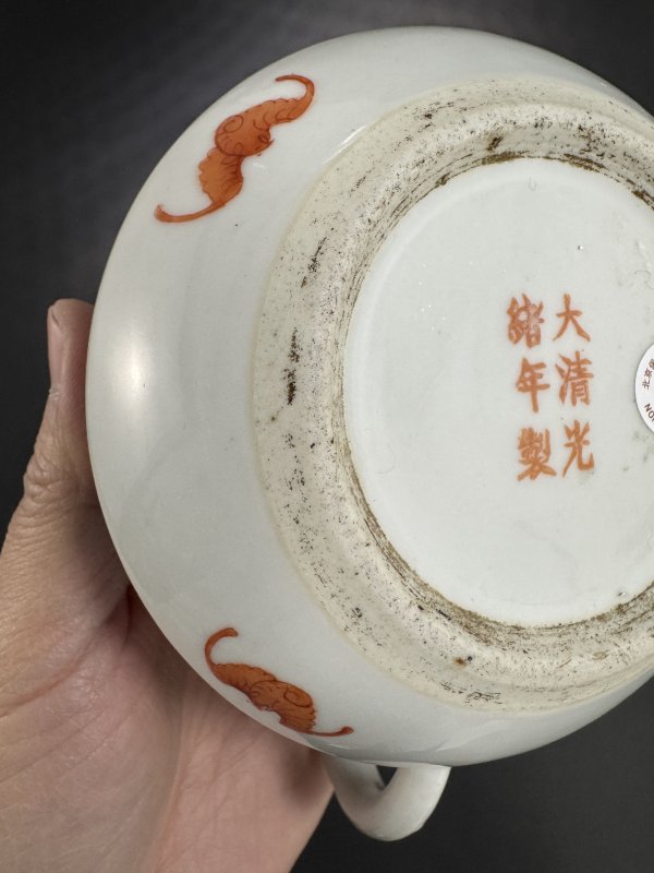 清光绪 青花矾红彩龙凤纹壶 - 图12