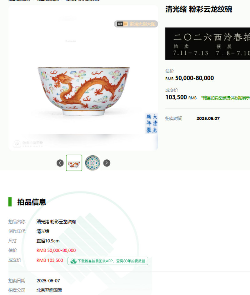 清光绪 粉彩云龙纹茶碗 - 图21