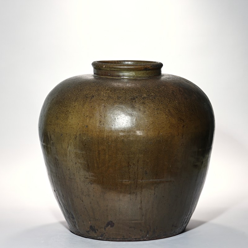 明代 茶叶末釉大缸 - 图2