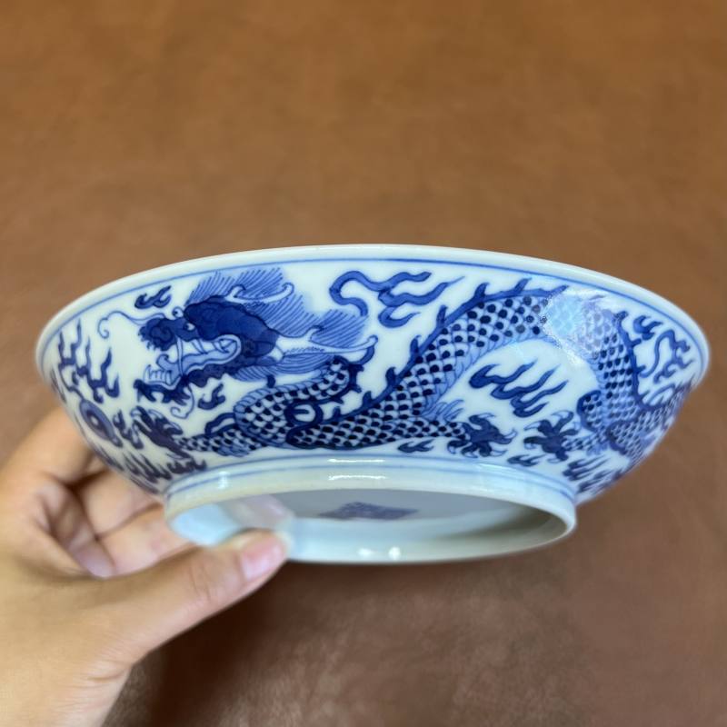 清道光 青花龙纹盘 - 图3