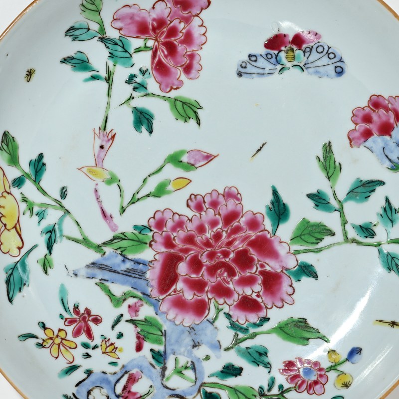 清雍正 粉彩花卉纹盘 - 图2