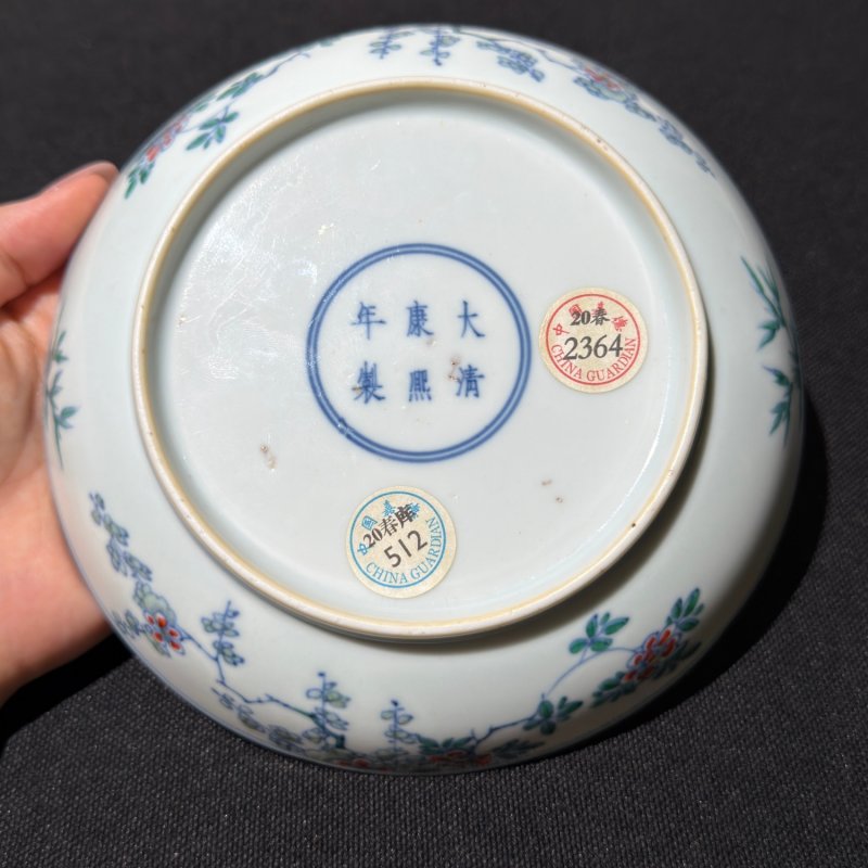 清康熙 斗彩喜鹊登梅图盘 - 图7
