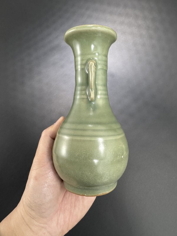 明 龙泉窑青釉双兽耳瓶共两件 - 图6