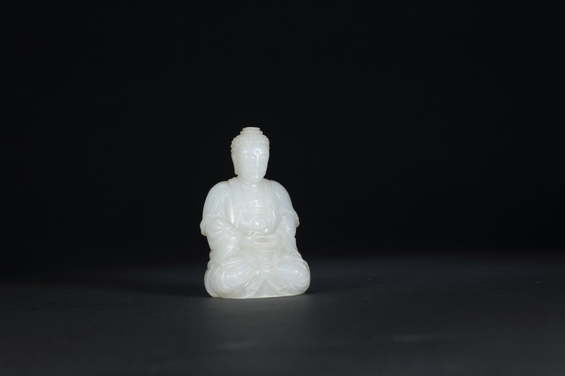 清 白玉阿弥陀佛坐像 - 图4