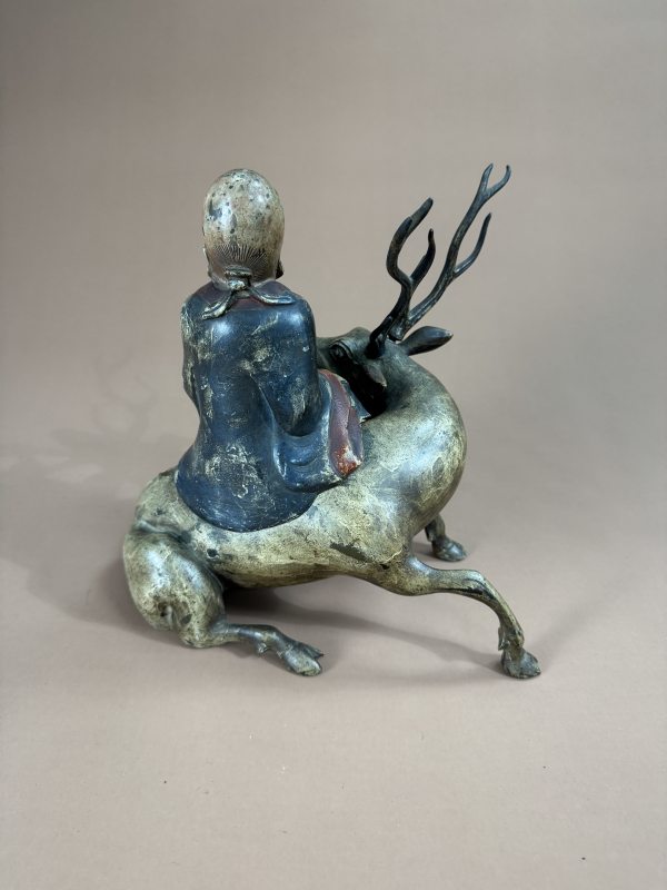明 铜漆彩绘高士骑鹿香薰 - 图7