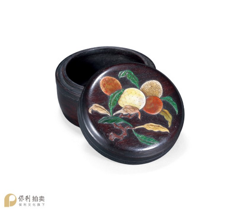 清中期 紫檀百宝嵌大利图小香盒