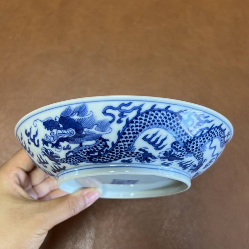 清道光 青花龙纹盘 - 图5