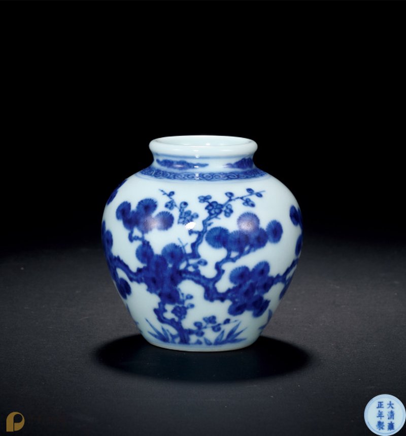 清雍正 青花松竹梅小罐